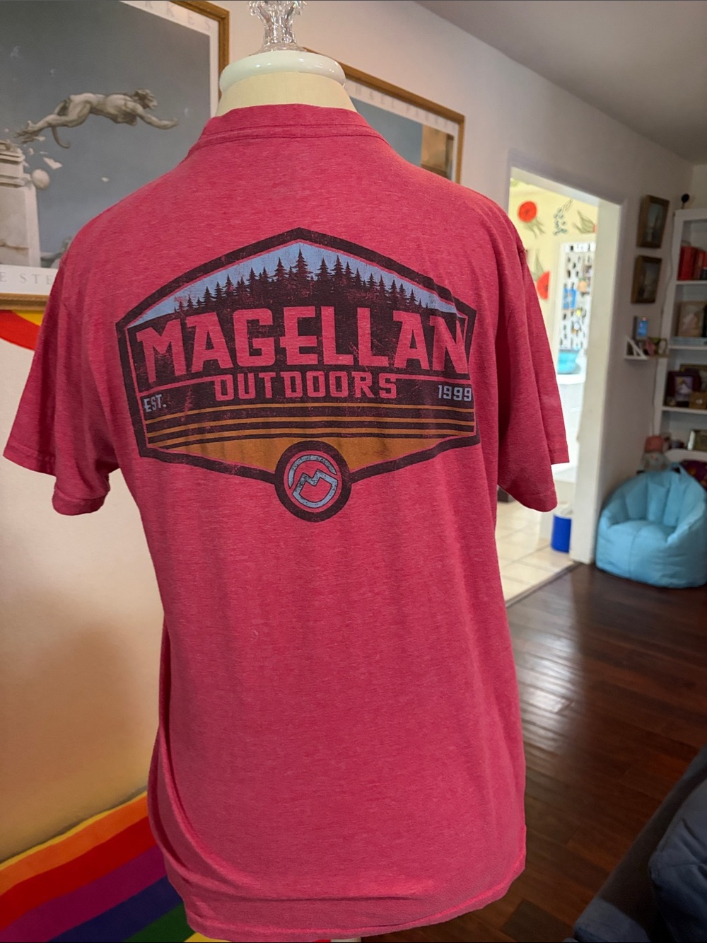 Magellan Outdoors Heather Red Short-Sleeve Tee with Mountain Badge Graphic
